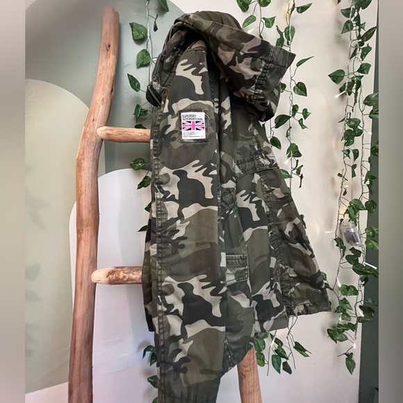 SUPERDRY THE ROOKIE MILITARY JACKET PARKA CAMOUFLAGE ADJUSTABLE GREEN XS - Picture 3 of 17